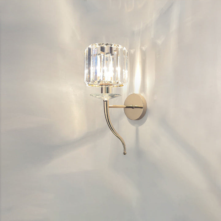 Modern Luxury Metal Iron Stainless Steel Crystal Ball Cylinder 1-Light Wall Sconce Lamp For Bedside