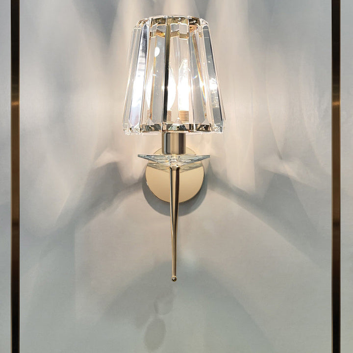 Modern Luxury Metal Iron Stainless Steel Crystal Ball Cylinder 1-Light Wall Sconce Lamp For Bedside