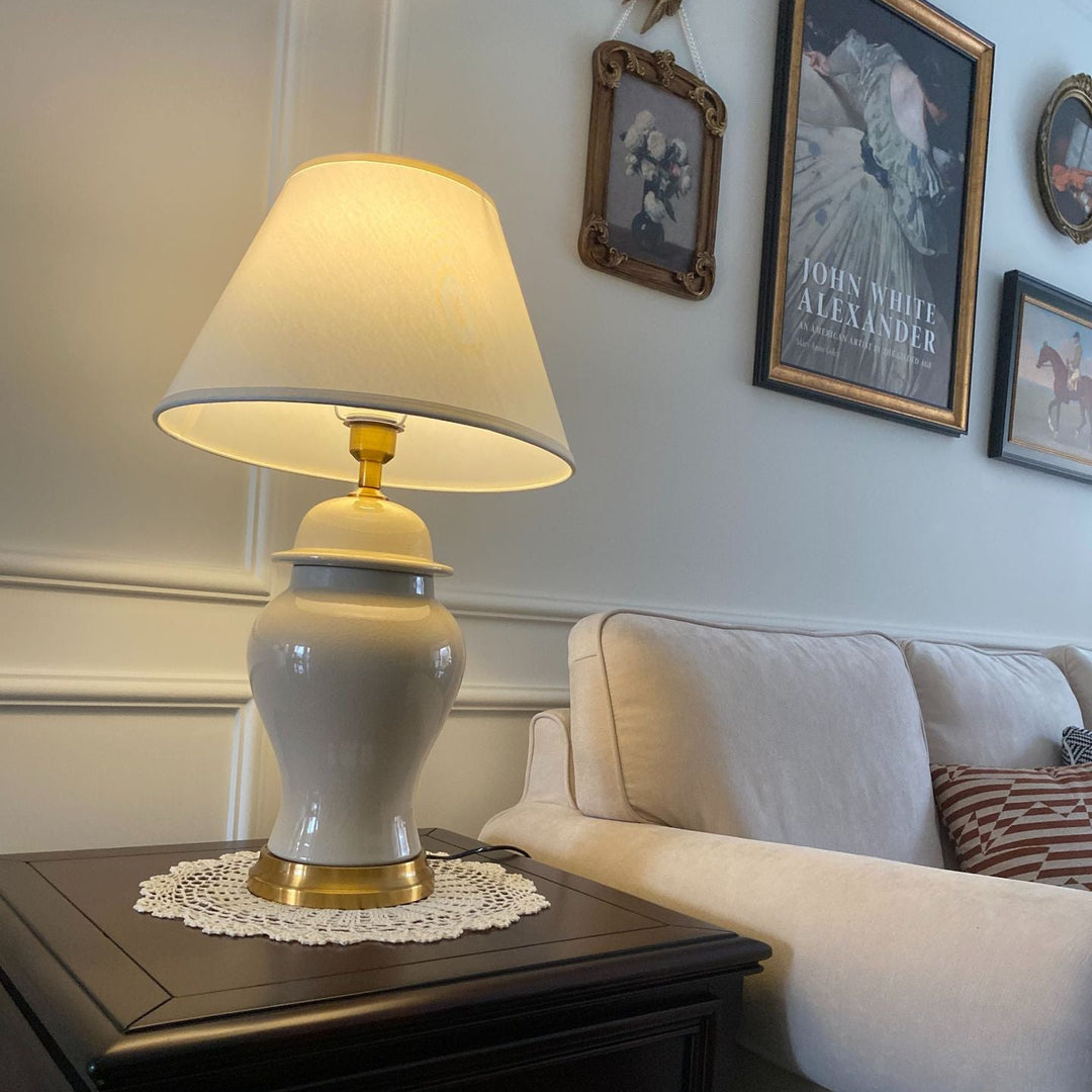 Lampe de table 1 lumière en céramique rustique traditionnelle avec vase conique pour étude 