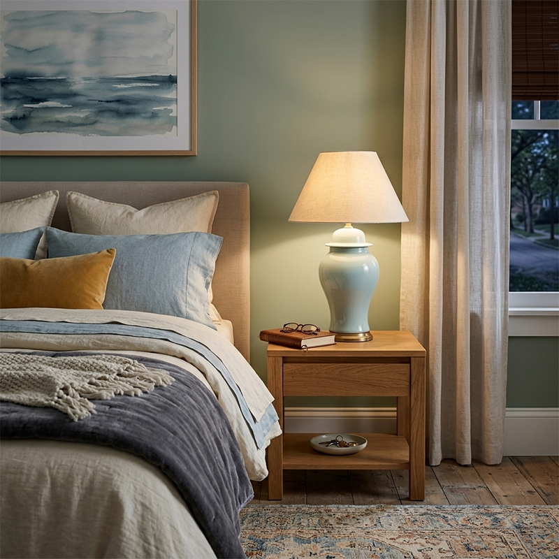 Lampe de table 1 lumière en céramique rustique traditionnelle avec vase conique pour étude 