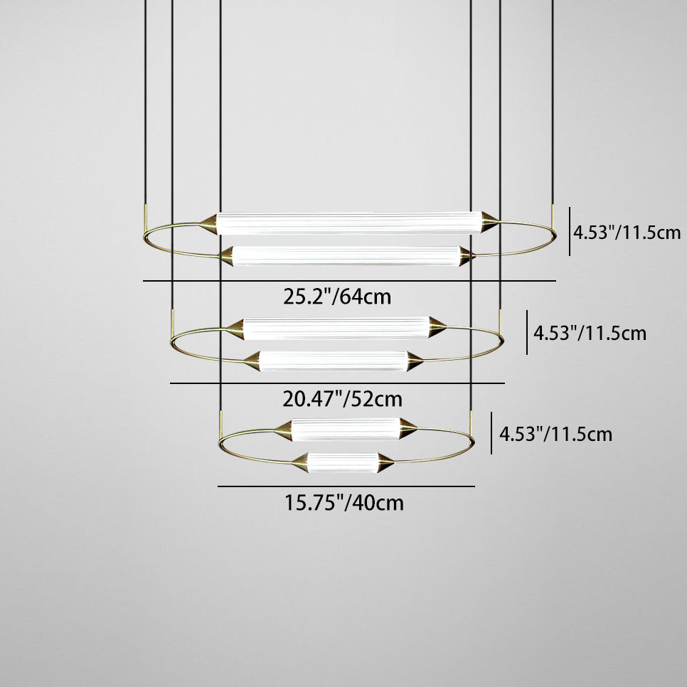 Contemporary Industrial Strip Elliptical Iron Glass LED Pendant Light For Dining Room