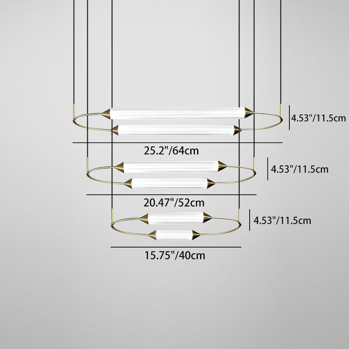 Contemporary Industrial Strip Elliptical Iron Glass LED Pendant Light For Dining Room