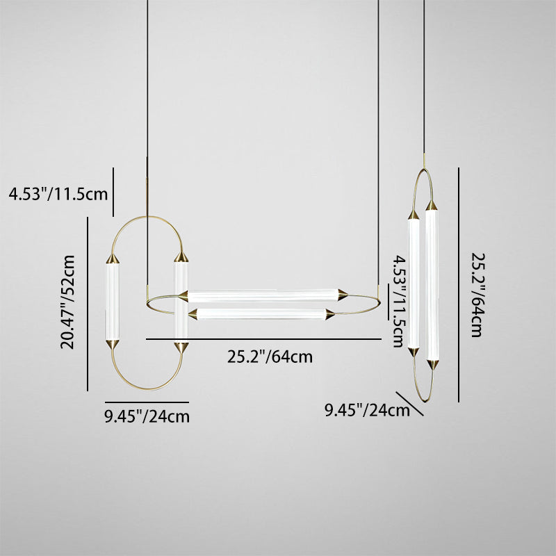 Contemporary Industrial Strip Elliptical Iron Glass LED Pendant Light For Dining Room