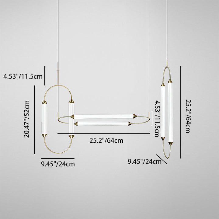 Contemporary Industrial Strip Elliptical Iron Glass LED Pendant Light For Dining Room