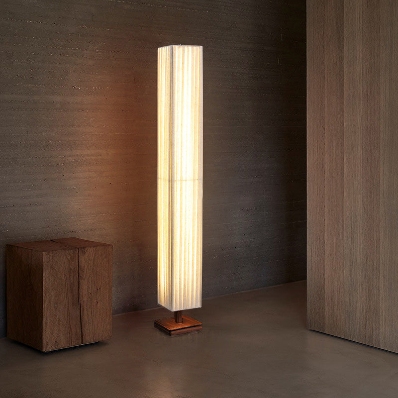 Lámpara de pie LED de tela de nogal rectangular de columna japonesa tradicional para sala de estar 