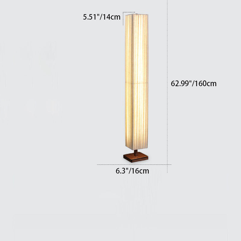 Lámpara de pie LED de tela de nogal rectangular de columna japonesa tradicional para sala de estar 
