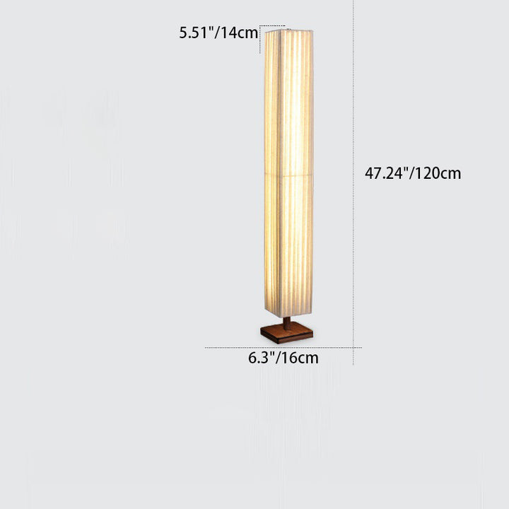 Traditionelle japanische Säule rechteckige Walnuss Stoff LED Stehlampe für Wohnzimmer 