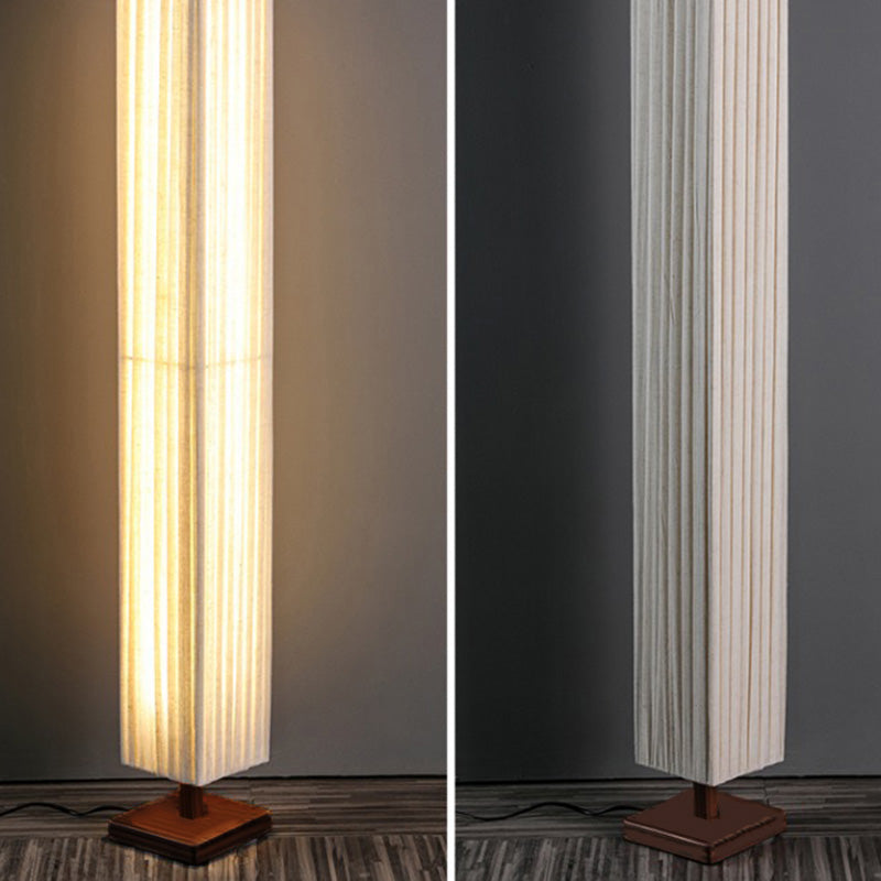 Lámpara de pie LED de tela de nogal rectangular de columna japonesa tradicional para sala de estar 