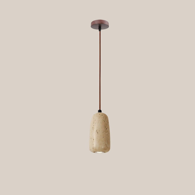 Suspension Luminaire 1 Lumière avec Boule Ronde en Bois de Travertin Traditionnel Japonais pour Chevet 