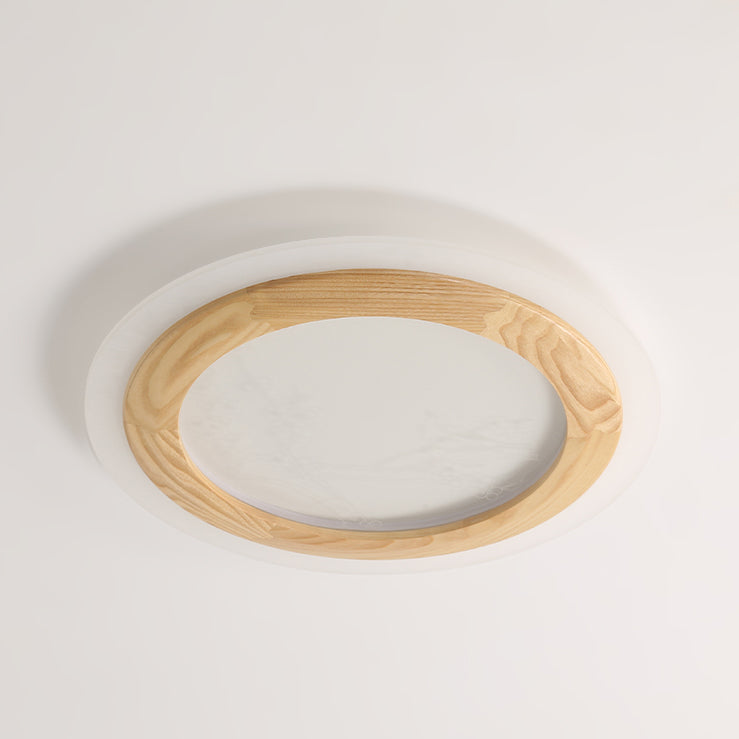 Plafonnier LED en bois de frêne japonais traditionnel acrylique rond carré branche de fleur pour chambre à coucher 