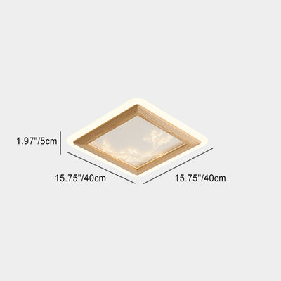 Luz de techo empotrada LED de rama de flor cuadrada redonda de acrílico de madera de fresno japonesa tradicional para dormitorio 