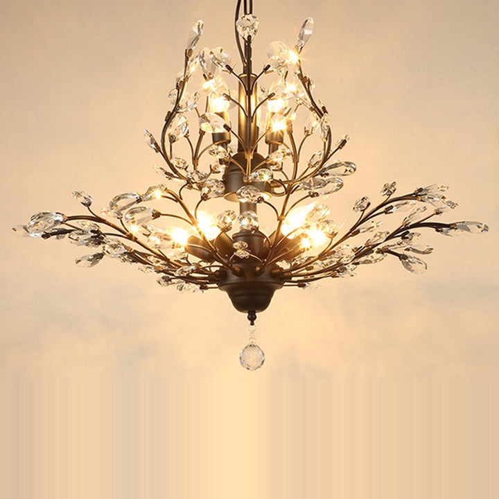 Traditioneller französischer Eisenkristallzweig 7/8/9/12 Licht-Kronleuchter für Esszimmer 