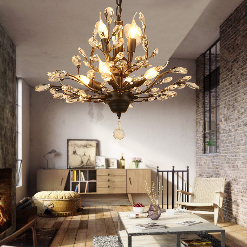 Traditional French Iron Crystal Branch 7/8/9/12 Light Chandeliers For Dining Room