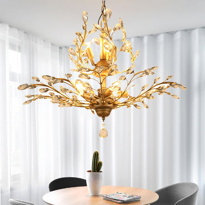 Traditioneller französischer Eisenkristallzweig 7/8/9/12 Licht-Kronleuchter für Esszimmer 