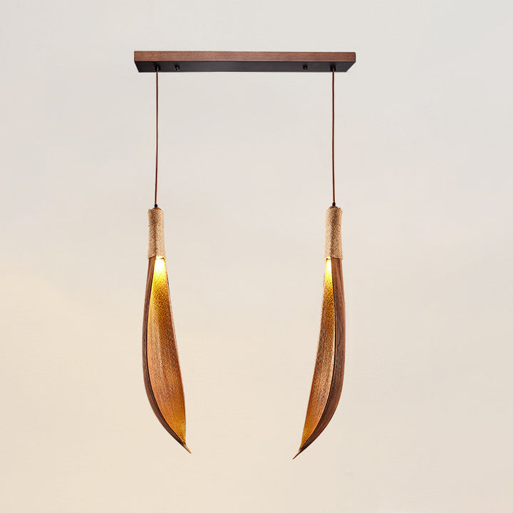 Suspension traditionnelle japonaise en feuille de cacao naturelle 1/2/3 lumière pour salle à manger 