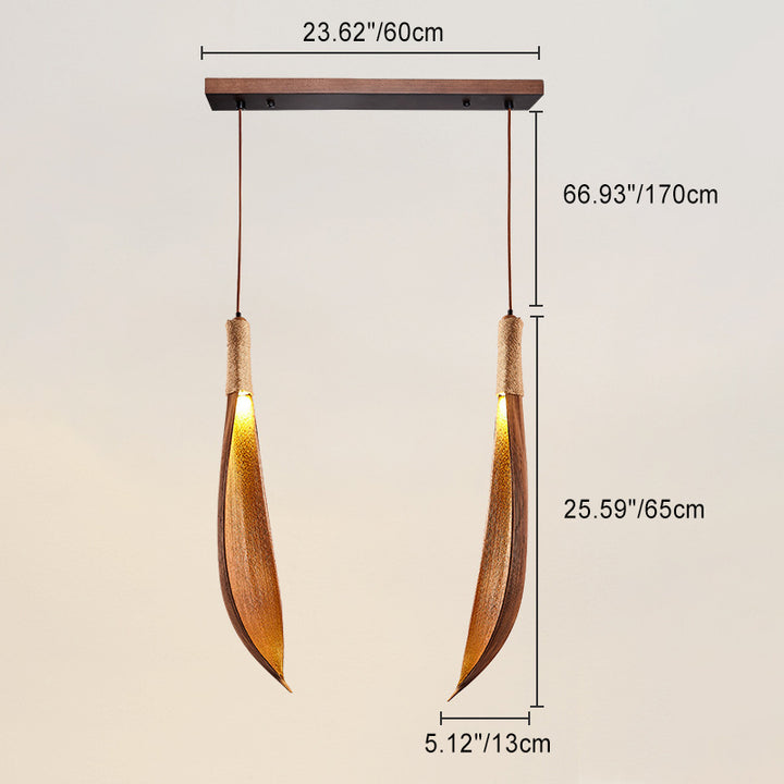 Suspension traditionnelle japonaise en feuille de cacao naturelle 1/2/3 lumière pour salle à manger 