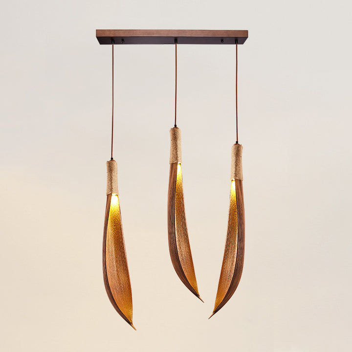 Suspension traditionnelle japonaise en feuille de cacao naturelle 1/2/3 lumière pour salle à manger 