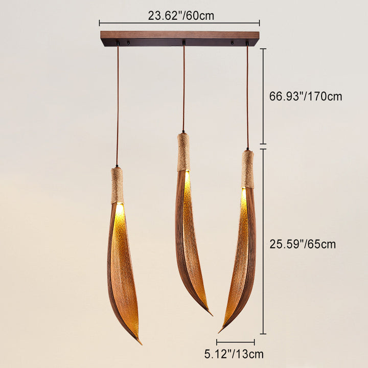 Suspension traditionnelle japonaise en feuille de cacao naturelle 1/2/3 lumière pour salle à manger 
