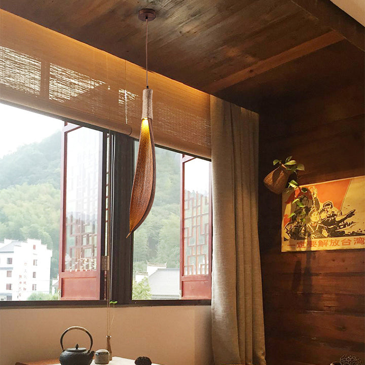 Suspension traditionnelle japonaise en feuille de cacao naturelle 1/2/3 lumière pour salle à manger 