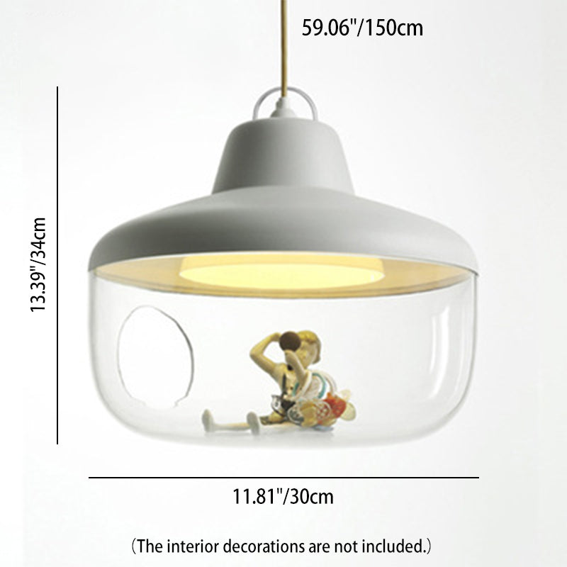 Lámpara colgante de 1 luz de cuenco acrílico escandinavo contemporáneo para comedor 