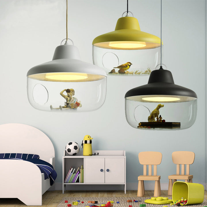 Lámpara colgante de 1 luz de cuenco acrílico escandinavo contemporáneo para comedor 