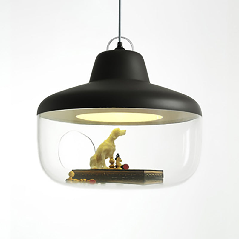Lámpara colgante de 1 luz de cuenco acrílico escandinavo contemporáneo para comedor 