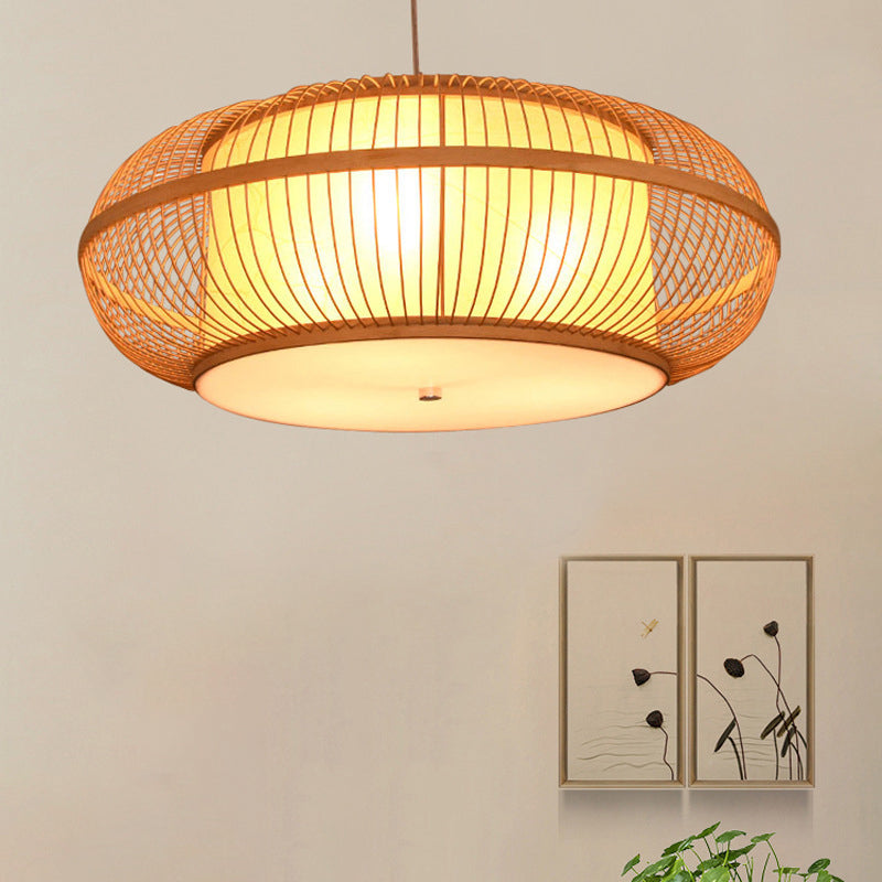 Tissage japonais traditionnel Lustres cylindriques ronds en bambou faits à la main 3/4 lumières pour salle à manger 