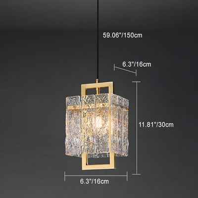 Modern Luxury Brass Glass Rectangular Ripple 1/6 Light Chandeliers For Dining Room
