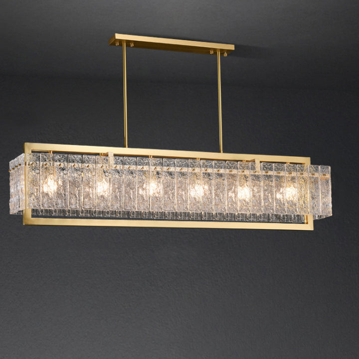 Moderne Luxus Messing Glas Rechteckigen Ripple 1/6 Licht Kronleuchter Für Esszimmer 