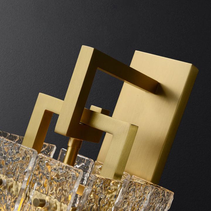 Moderne Luxus Messing Glas Rechteckigen Ripple 1/6 Licht Kronleuchter Für Esszimmer 