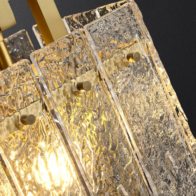 Moderne Luxus Messing Glas Rechteckigen Ripple 1/6 Licht Kronleuchter Für Esszimmer 