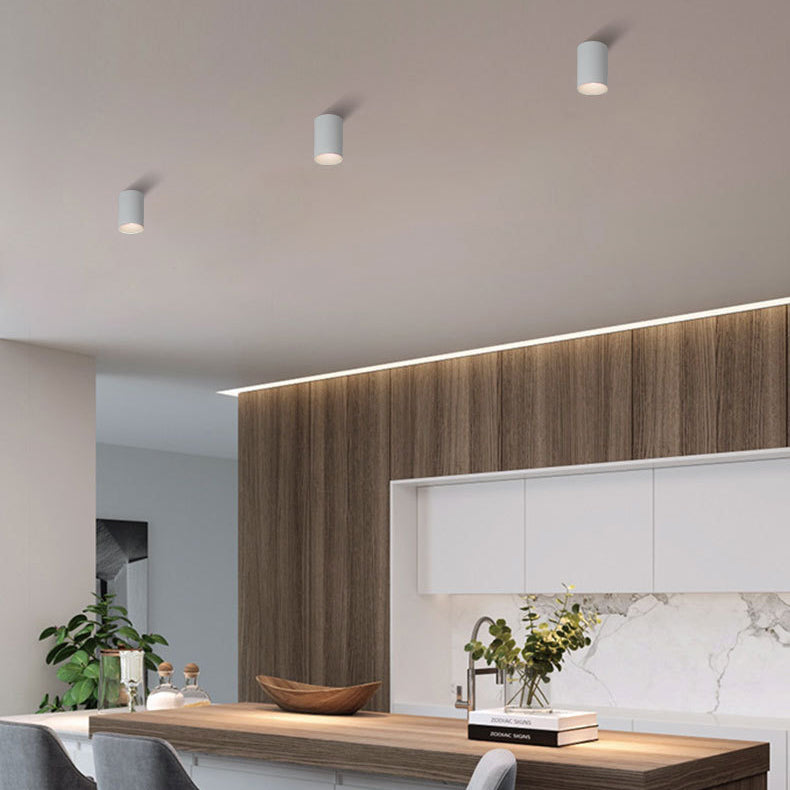 Modern Minimalist Aluminium Cylinder LED Flush Mount Ceiling Light For Hallway