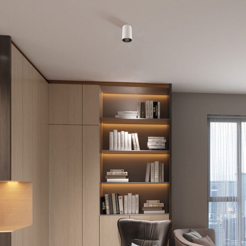 Modern Minimalist Aluminium Cylinder LED Flush Mount Ceiling Light For Hallway