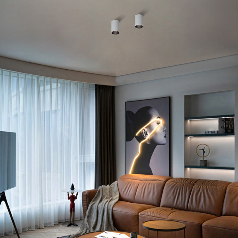 Modern Minimalist Aluminium Cylinder LED Flush Mount Ceiling Light For Hallway