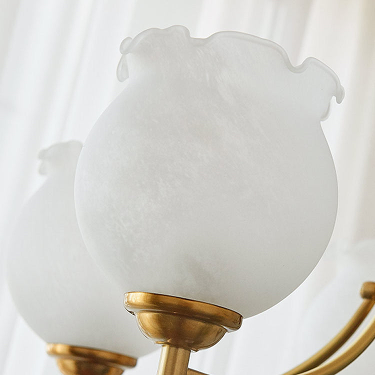 Lustre suspendu traditionnel français en cuivre, bois, verre, tulipe, bourgeon de fleur 1/3/5/8 lumières pour chambre à coucher 