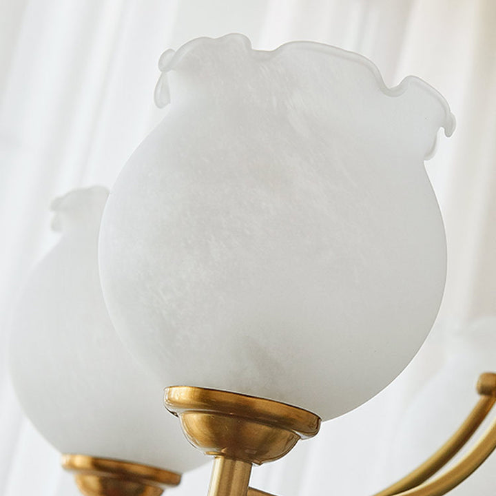 Lustre suspendu traditionnel français en cuivre, bois, verre, tulipe, bourgeon de fleur 1/3/5/8 lumières pour chambre à coucher 