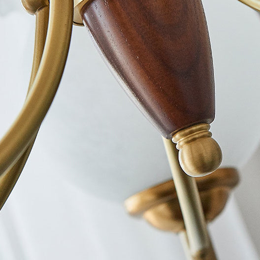 Lustre suspendu traditionnel français en cuivre, bois, verre, tulipe, bourgeon de fleur 1/3/5/8 lumières pour chambre à coucher 