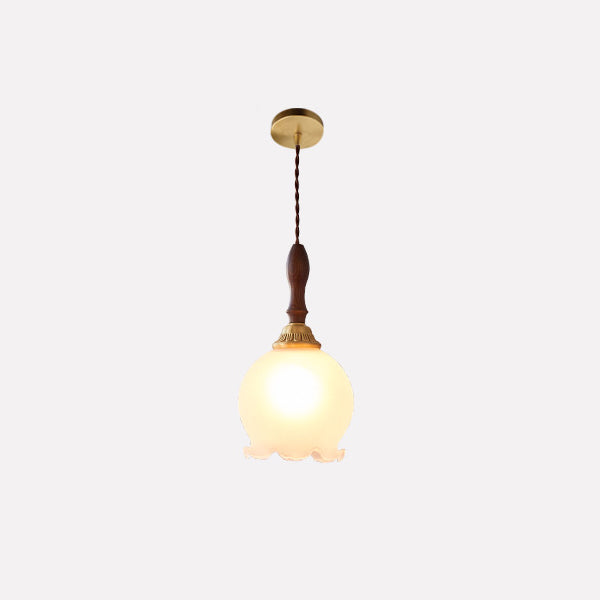 Lustre suspendu traditionnel français en cuivre, bois, verre, tulipe, bourgeon de fleur 1/3/5/8 lumières pour chambre à coucher 