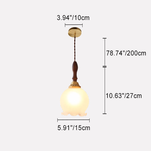Lustre suspendu traditionnel français en cuivre, bois, verre, tulipe, bourgeon de fleur 1/3/5/8 lumières pour chambre à coucher 