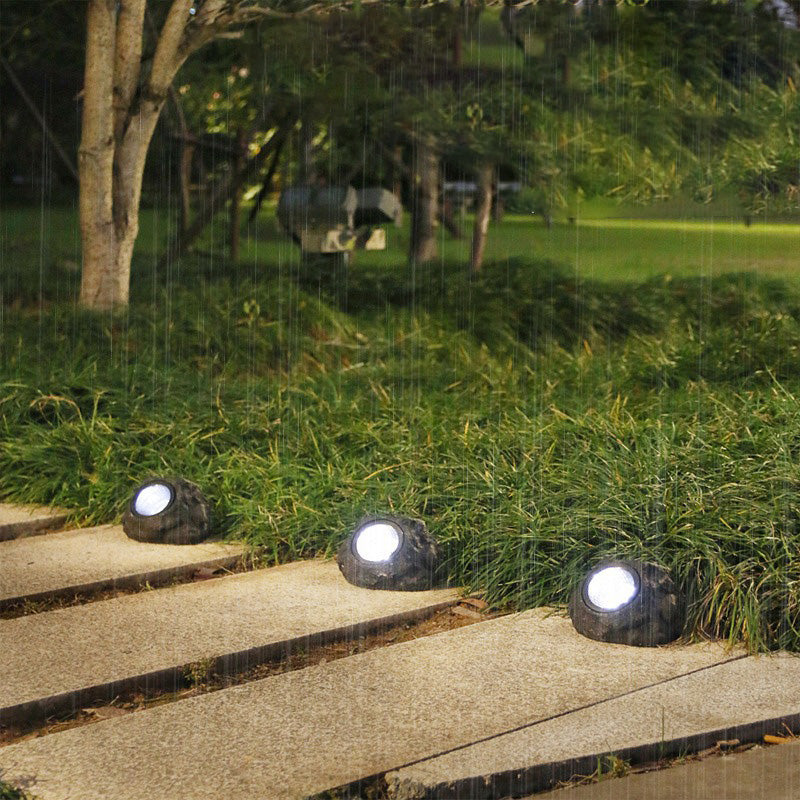 Modern Art Deco Solar Waterproof Resin Plastic Simulated Stone LED Landscape Lighting Outdoor Light For Garden