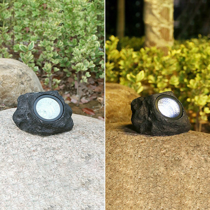 Modern Art Deco Solar Waterproof Resin Plastic Simulated Stone LED Landscape Lighting Outdoor Light For Garden