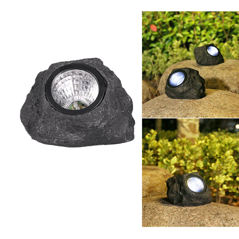 Modern Art Deco Solar Waterproof Resin Plastic Simulated Stone LED Landscape Lighting Outdoor Light For Garden