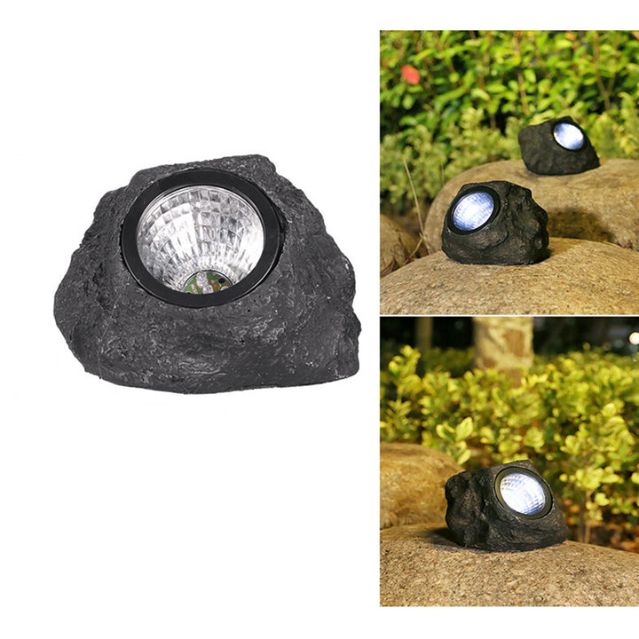 Modern Art Deco Solar Waterproof Resin Plastic Simulated Stone LED Landscape Lighting Outdoor Light For Garden
