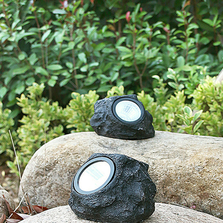 Éclairage paysager à LED moderne Art Déco solaire en résine plastique étanche simulée en pierre pour jardin 