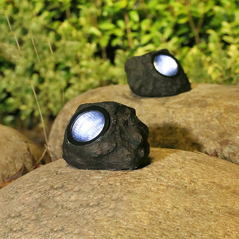 Modern Art Deco Solar Waterproof Resin Plastic Simulated Stone LED Landscape Lighting Outdoor Light For Garden