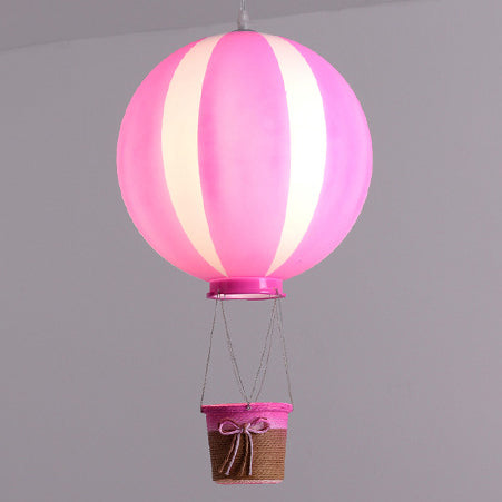Contemporary Scandinavian Kids Metal Acrylic Hot Air Balloon Hanging Basket 1-Light Pendant Light For Bedroom