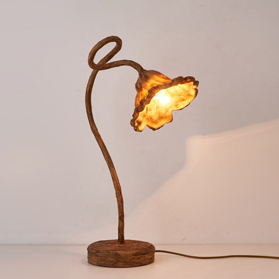 Lampe de table 1 lumière en résine vintage traditionnelle avec feuille de lotus pour chevet 