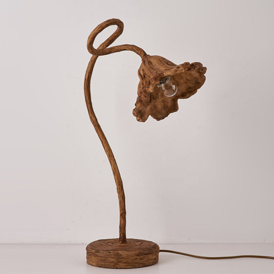 Lampe de table 1 lumière en résine vintage traditionnelle avec feuille de lotus pour chevet 