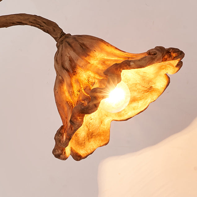 Lampe de table 1 lumière en résine vintage traditionnelle avec feuille de lotus pour chevet 
