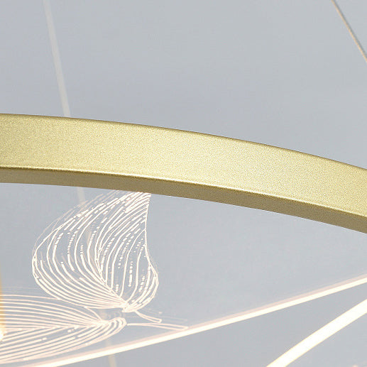 Lustres LED ronds à 2 niveaux en fer, aluminium et acrylique chinois traditionnel pour salon 